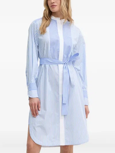 Hugo Boss Striped Tie-belt Shirt Dress In Blue