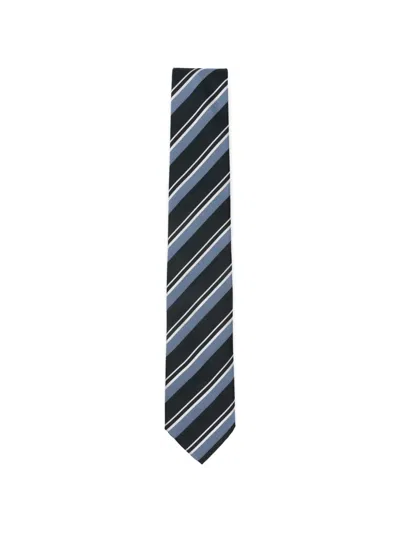 Hugo Boss Striped Tie In Burgundy
