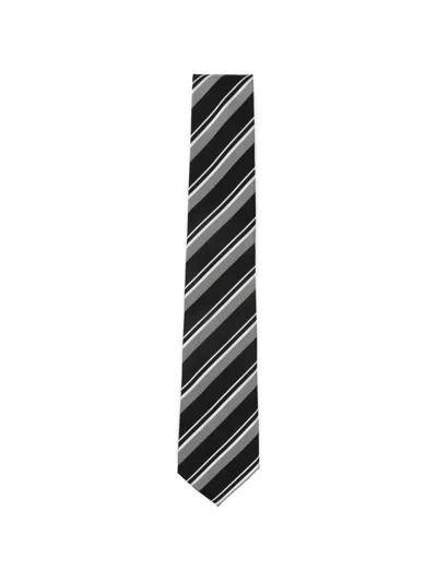 Hugo Boss Striped Tie In Burgundy