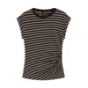 Hugo Boss Striped Top In Cotton Jersey With Gathered Waist In Multi