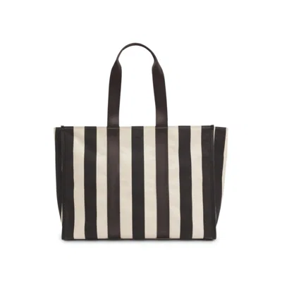 Hugo Boss Striped Tote Bag In Canvas In Multi