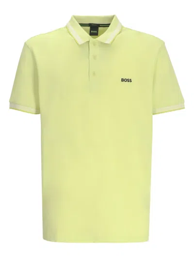 Hugo Boss Striped-trim Polo Shirt In Yellow