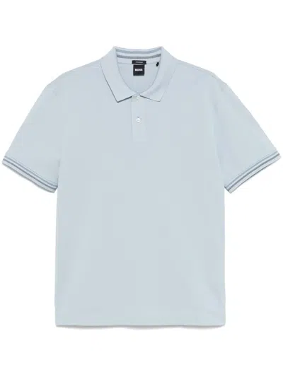 Hugo Boss Striped-trim Polo Shirt In Blue