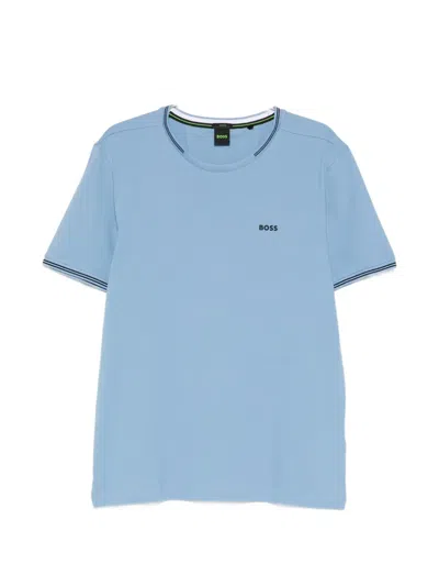 Hugo Boss Striped-trim T-shirt In Blue