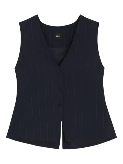 Hugo Boss Striped Vest In Blue