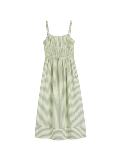 Hugo Boss Striped-pattern Midi Dress In Green