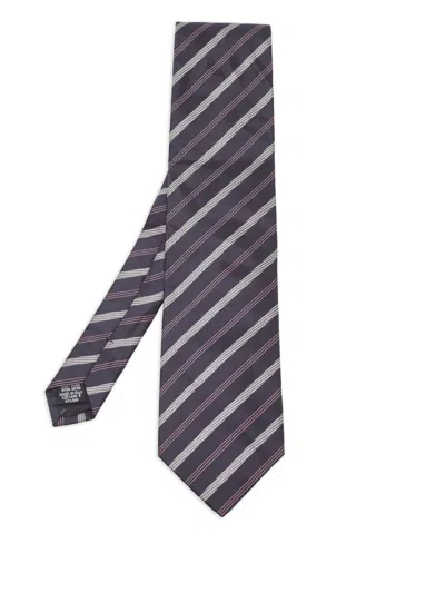 Pre-owned Hugo Boss Striped-pattern Silk Tie In Blue