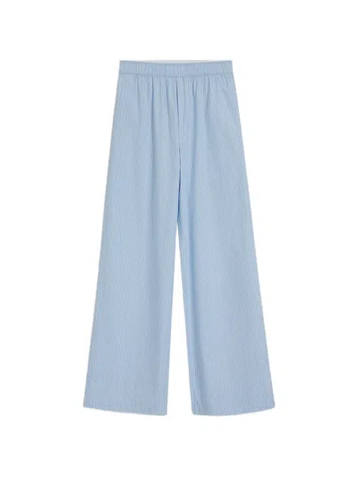Hugo Boss Stripe-pattern Embroidered-logo Trousers In Blue