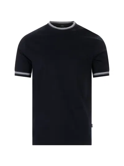 Hugo Boss Stripe-trim T-shirt In Blue