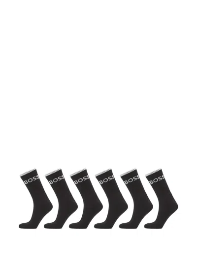 Hugo Boss Strippe Socks (set Of Six) In Black