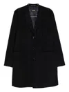 Hugo Boss Structured Blue Coat With Tailored Design In Black