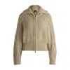 Hugo Boss Structured Cardigan In Mercerized Cotton And Wool In Beige