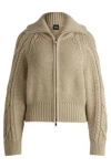 Hugo Boss Structured Cardigan In Mercerized Cotton And Wool In Light Beige