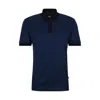 Hugo Boss Structured-cotton Polo Shirt With Mercerized Finish In Blue