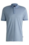 Hugo Boss Structured-cotton Polo Shirt With Solid Trims In Light Blue