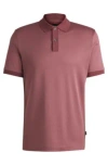 Hugo Boss Structured-cotton Polo Shirt With Solid Trims In Light Red