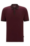 Hugo Boss Structured-cotton Polo Shirt With Solid Trims In Light Red
