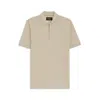 Hugo Boss Structured-cotton Polo Shirt With Zip Placket In Neutral