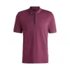 Hugo Boss Structured-cotton Polo Shirt With Zip Placket In Purple