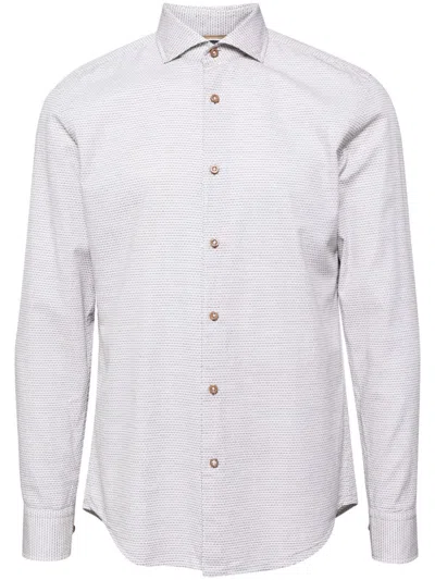 Hugo Boss Structured Cotton Shirt In White