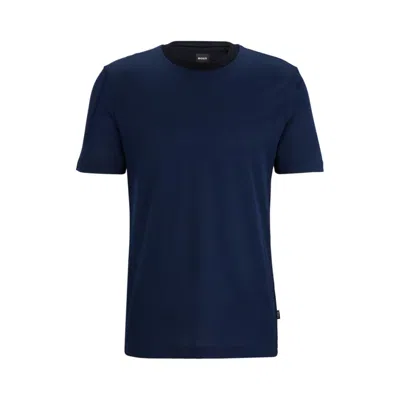 Hugo Boss Structured-cotton T-shirt With Mercerized Finish In Blue
