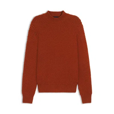 Hugo Boss Structured-knit Sweater In Virgin Wool In Red