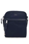 Hugo Boss Structured-material Reporter Bag With Logo Lettering In Dark Blue