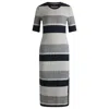 Hugo Boss Structured-stripe Dress In Stretch-cotton Jersey In Multi