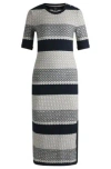 Hugo Boss Structured-stripe Dress In Stretch-cotton Jersey In Patterned