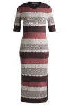Hugo Boss Structured-stripe Dress In Stretch-cotton Jersey In Patterned
