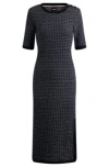 Hugo Boss Structured-stripe Dress In Stretch-cotton Jersey In Gray