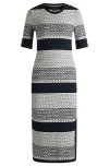Hugo Boss Structured-stripe Dress In Stretch-cotton Jersey In Open Misc