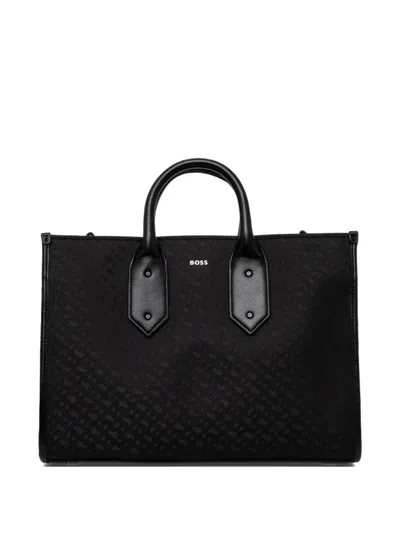 Hugo Boss Structured Tote Bag In Black