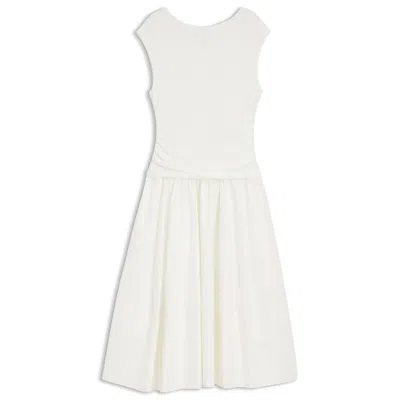 Hugo Boss Structured-jersey Dress With Poplin Skirt In White