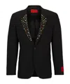 Hugo Boss Studded Lapel Blazer In Black