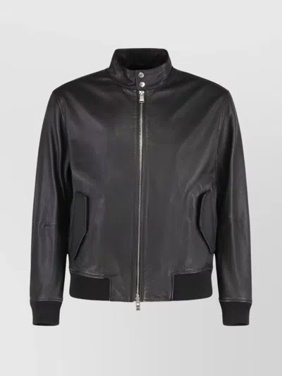 HUGO BOSS STYLISH LEATHER OUTERWEAR HIGH COLLAR