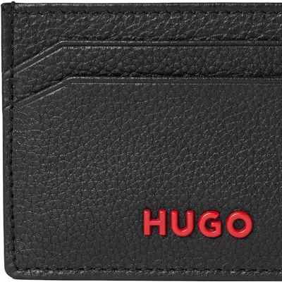 Hugo Boss Subway Grain Leather Four Slot Card Case In Black