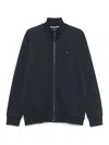 Hugo Boss Zip-up High Collar Sweater In Soft Cotton Blend In Blue