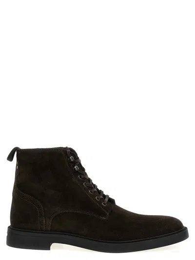 Hugo Boss Suede Ankle Boots In Brown