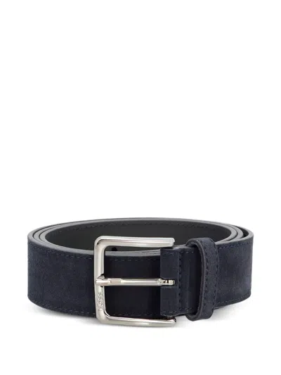 Hugo Boss Engraved-logo Leather Belt In Black