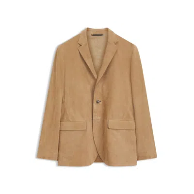 Hugo Boss Suede Blazer With Amf Stitching In Brown