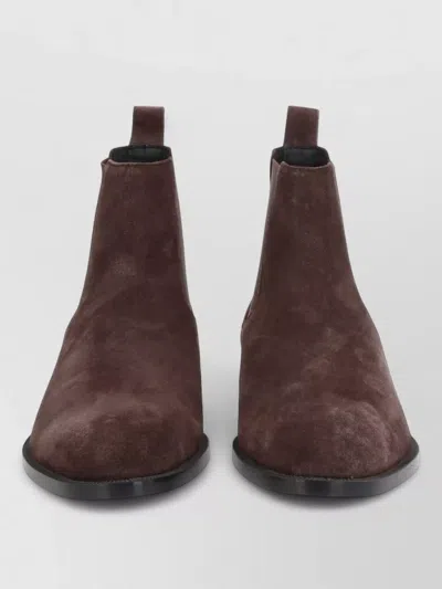 Hugo Boss Suede Boots Elastic Sides Pull Tabs In Brown