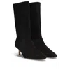 Hugo Boss Womens Black Double B Monogram Pointed-toe Suede Heeled Boots In Black
