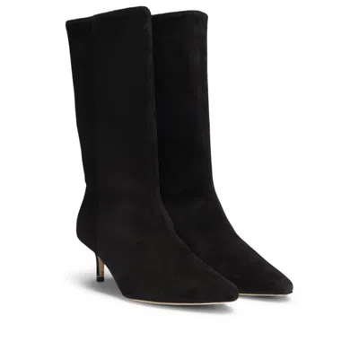 HUGO BOSS SUEDE BOOTS WITH DOUBLE B MONOGRAM