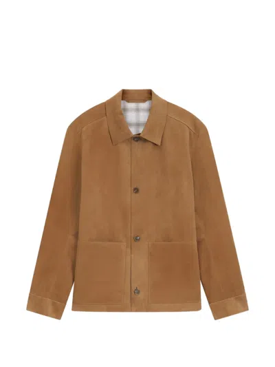 HUGO BOSS SUEDE BUTTON-UP LEATHER JACKET