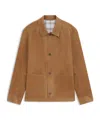 Hugo Boss Tan Button-up Suede Checkered Lining Leather Jacket In Brown