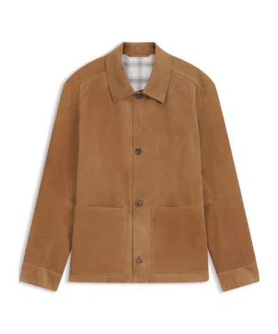 HUGO BOSS SUEDE BUTTON-UP LEATHER JACKET