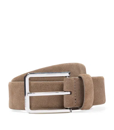 Hugo Boss Suede Caleb Belt In Beige