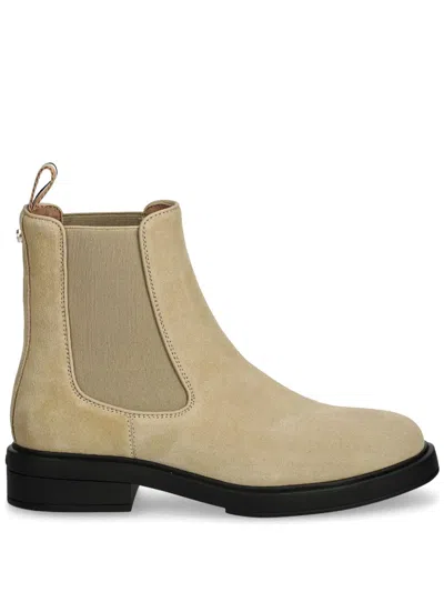 Hugo Boss Suede Chelsea Boots In Neutrals