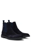 Hugo Boss Suede Chelsea Boots With Brogue Details In Black